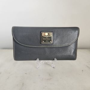 Dooney and Bourke deep Charcoal Grey Leather Checkbook Wallet